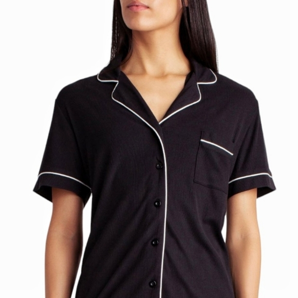 Nicole Miller - Ribbed Button Front Pijama Shirt - Picture 1 of 12
